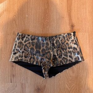 Edikted Leopard Print Sequin Women's Mini Shorts